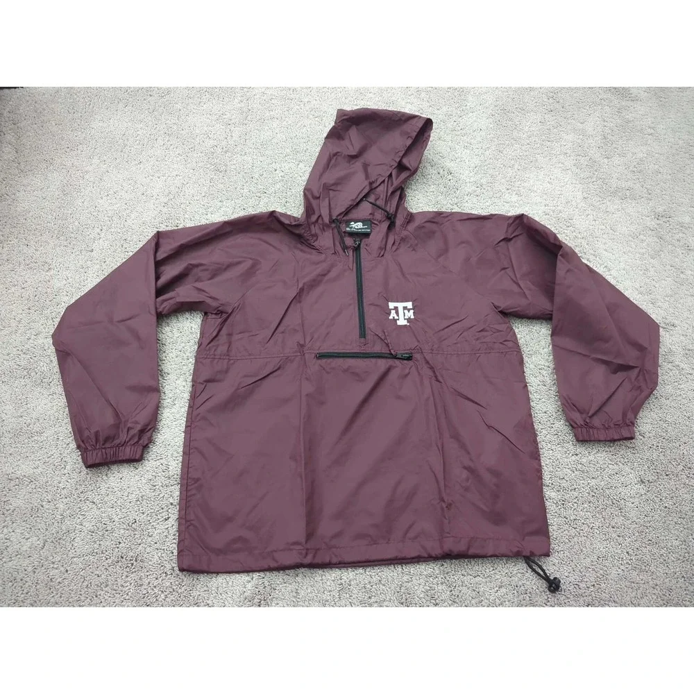 Texas A&M Aggies Jacket Hooded Windbreaker Mens 2XL Maroon NCAA Football‎ Anorak